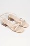 Women's Beige Ankle Strap Style Heeled Stoned Evening Dress Shoes - 3