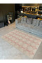 Paris Collection Powder Beige Themed Geometric Plaid Patterned Creative Modern Decorative Carpet 170 - 2