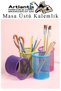 Cylinder Table Top Pen Holder 1 Piece Metal Mesh Colored Perforated Round Pen Holder Office Desk School - 6