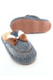 Gray Bow Tie Bow Plush Winter Women's Slippers - 2