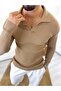 Pullover Slim Fit Polo Collar Ribbed Soft Textured Non-Pilling Sweatshirt - 3