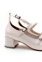 Charlize Beige Patent Leather Three-Stripe Detail Women's Heeled Shoes - 3