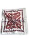 Multi Piece Red Floral Patterned Satin White Scarf - 90X90 - 2