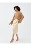 Alita City Natuvera Beige Satin Plain Midi Women's Skirt with a Difference - 2