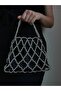 Diamond Patterned Silver Pearl Bag - Pearl Bag Pearl Bead Bag - Evening Dress Bag - 7