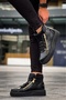Snr-512 Boa Thick High Black Sole Double Zipper Black Men's Sports Boots - 3