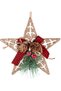 Christmas Ornament, Star, Gold - Christmas Decorated, with Ribbon in the Center and Pine Cones, Glittery, 12X13 cm