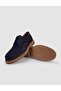 100% Genuine Leather Navy Blue Suede Lace-Up Men's Casual Shoes - 4