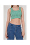 23256429 Knitwear Zebra Patterned Square Neck Crop Tank Top Green - 3