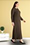 Women's Plus Size Nergiz Jacquard Hijab Mother Dress - 4