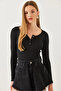 Women's Black Snap Fastener Camisole Blouse 2436 60351045 - 6