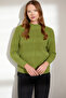 Wool Motif Detailed High Collar Knitwear Sweater - Green