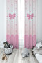 BABY AND KIDS ROOM Pink Ribbon and Star Patterned 2 Wing Background Curtain