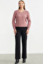 V-Neck Motif Wool Knitwear Sweater - Rose - 2