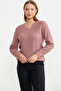 V-Neck Motif Wool Knitwear Sweater - Rose