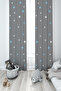BABY AND KIDS ROOM Blue and White Star Patterned Framed 2 Wing Background Curtain