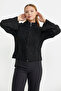 Stand Collar Loose Sleeve Wool Knitwear Cardigan - Black - 4