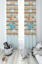 BABY AND KIDS ROOM Airplane and Elephant Patterned 2 Wing Background Curtain - 2