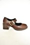 T 820236009   Brown Thick Heeled Women's Shoes - 9