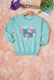 Green Summer Text Embroidered Girl's Sweatshirt 16585