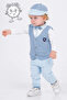 Baby Boy Set of 4 with Blue Vest and Hat 16190 - 3