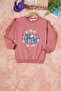Dark Pink Summer Text Embroidered Girl's Sweatshirt 16584