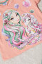 Girl's Salmon Glitter Character Printed Top and Bottom Set 15262 - 3