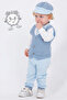 Baby Boy Set of 4 with Blue Vest and Hat 16190 - 4