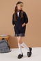 Girl's Hooded Zippered Navy Blue School Cardigan 16192