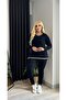 Women's plus size v-neck stripe detailed tracksuit set 24631 black