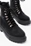 812-2121 Black Lace-Up Zippered Daily Women's Boots - 3