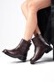 Rio Genuine Leather Brown Blunt Toe Women's Biker Boots - 4