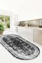 Digital Printing Washable Non-Slip Base Stain Resistant Black Oval Kitchen Carpet Living Room Carpet and Floor Mat
