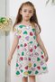 Cream Heart Printed Short Sleeve Girls' Dress 18782 - 5