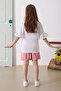 Pink Floral Printed Belted Shorts Girls' Set 18899 - 6