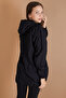 Black Hooded Zippered Girl's Parachute Cardigan 18496 - 6