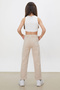 Cream Elastic Waist Mom Jean Girl's Pants 18485 - 4