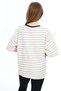 Navy Blue Striped Crew Neck Girl's Short Sleeve T-shirt 18381 - 4