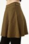 Women's Mini Skirt, Women's Mustard Houndstooth Patterned Side Zipper Mini Skirt - 4