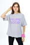 Gray Leopard Patterned Lettered Crew Neck Girl's T-shirt 17778 - 4