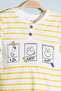 Baby Boy Yellow Striped Emoji Printed Shorts Set 18599 - 4