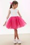 Fuchsia Tutu Skirted Sleeves Tulle Blouse Girl's Dress Set 17731