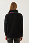 Women's Black Zippered Knitwear Sweater 20247509 - 5