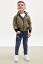 Khaki Palm Printed T-Shirt Boy's 3-Piece Set with Jacket 17699 - 3