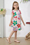 Salmon Floral Print Short Sleeve Girls' Dress 18795 - 6
