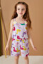 Lilac Swan Printed Summer Girls' Shorts Overalls