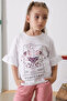 Pink Floral Printed Belted Shorts Girls' Set 18899 - 4