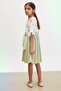 Green Rose Patterned Short Sleeve Bag Girl's Pleated Dress 18191 - 5