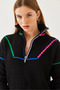 Women's Black Zippered Knitwear Sweater 20247509 - 4
