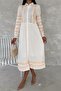 Women's White Buttoned Lace Detailed Embroidered Dress - 3